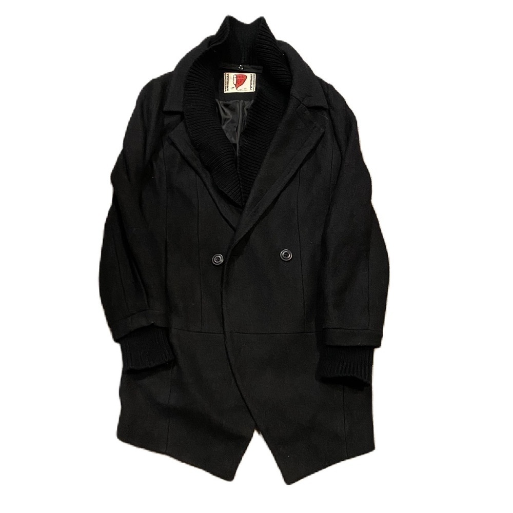 Free People Wool Blend Pea Coat Black Gray Sz 8 Button Down Jacket